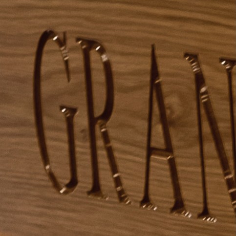 Personalised lettering routed into the timber of The Hardwick